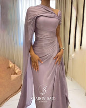 Load image into Gallery viewer, Lilac One-Shoulder Draped Evening Gown
