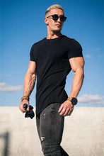Load image into Gallery viewer, Muscle Training T-shirt Men's Summer Workout Short Sleeve T-shirt High Quality Cotton Fitness Men T-shirt Gym Solid Color Tops
