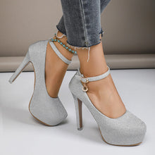 Load image into Gallery viewer, Women's High Heels 2025 New Style Semi-Uppered Thin Heel Waterproof Platform Buckle Fashion Shoes Large Size Strap Shoes
