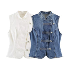 Load image into Gallery viewer, Women's Tops 2026 Summer New Fashion Retro Denim Blouse Women's Chic Summer Travel Joker Youth Blouse Vest
