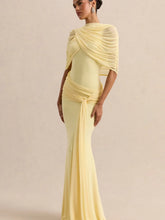 Load image into Gallery viewer, Elegant Mermaid Evening Dress Draped Detachable Cape Sleeveless Bodycon Maxi Gown Wedding Party Elegant Draped Formal Dress
