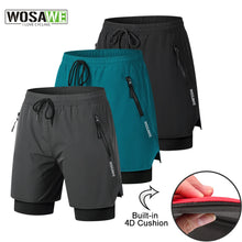 Load image into Gallery viewer, WOSAWE MTB Shorts Summer Men Cycling Shorts 2 in 1 Mountain Bike Padded Shorts Double Layer Downhill Bike Quick Dry Short Pants
