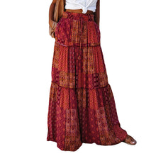 Load image into Gallery viewer, Women's Bohemian Skirts Vintage Elastic High Waist A-Line Skirts Tiered Long Skirts with Pockets
