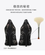 Load image into Gallery viewer, Black Lace High Heels for Women, 2026 New Slim Heel Pointed Sexy Versatile French Spring and Summer Breathable Single Shoes

