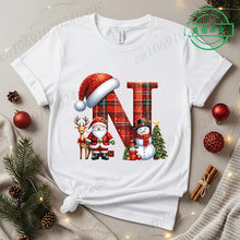 Load image into Gallery viewer, Festive Alphabet Holiday Casual Tee
