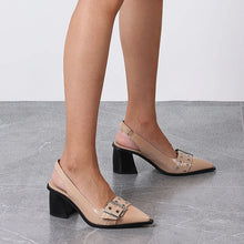 Load image into Gallery viewer, Women Buckle Slingback Block Heel Pumps
