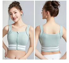 Load image into Gallery viewer, Sports Bras Zip Front For Women With Full Coverage Removable Padded Shockproof Yoga Underwear Workout Bra Running Fitness Vest

