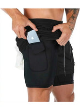 Load image into Gallery viewer, Print 2in1 Running Shorts for Men Gym Workout Compression Shorts with Phone Pocket Towel Loop Summer Sport Athletic Activewear
