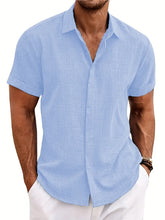 Load image into Gallery viewer, Mens Golf Shirts for Men Summer Beach Loose Shirt Button Down Short Sleeve Blouses Solid Print Casual Linen Shirts Streetwear
