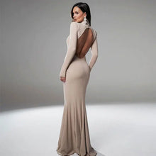 Load image into Gallery viewer, Backless Turtleneck Slim Maxi Dress
