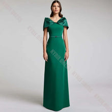 Load image into Gallery viewer, Customized Women Evening Dresses Elegant Bow V Neck Sleeveless Column Mermaid Wedding Guest Dress Floor Length Prom Party Gown
