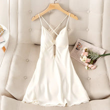 Load image into Gallery viewer, Female Nightdress Sexy Backless Spaghetti Strap Nightgown Sleepwear Spring Summer Nightwear Loose Silk Satin Home Dress Lingerie
