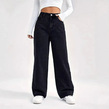 Load image into Gallery viewer, Fashion retro blue jeans women y2k High street baggy straight pants High waisted all-in-one slim pants
