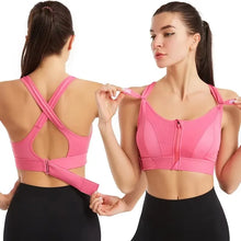 Load image into Gallery viewer, Sports Bras For Women Front Zipper Adjustable Strap Shockproof Elastic Fitness Athletic Brassiere Slim Yoga Crop Top

