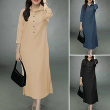 Load image into Gallery viewer, Elegant Lapel Solid Midi Dress

