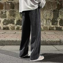 Load image into Gallery viewer, Men's Jeans Korean Version Student Casual Pants High Street Straight Loose Wide Leg Jeans Black Grey Blue Baggy Jeans

