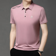 Load image into Gallery viewer, Men's Business Casual Short Sleeve Polo Shirt Solid Color with Badge Fashionable Breathable Comfortable Versatile Business Top
