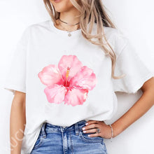 Load image into Gallery viewer, Pink Hibiscus Casual Y2K Tee
