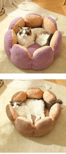 Load image into Gallery viewer, Petal Shaped Pet Bed, Plush Round Dog &amp; Cat Cushion Mat with Knitted Texture, Ultra Soft Warm Nest for Kittens Puppies in Winter
