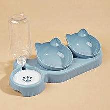 Load image into Gallery viewer, Pet Bowls With Water Feeder, 3 In 1 Ear Design Tilted Cat Water And Food Bowl Set With Gravity Water Bottle For Neck Protection

