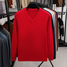Load image into Gallery viewer, New Sweatwear Men's V Neck Basic Solid Color Sweaters Round Neck Elastic Pullovers Warm Autumn Knitted Oversized Sweater Men
