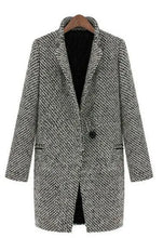 Load image into Gallery viewer, Women's Woolen Coat  Arrive European Female Spring European Leg Houndstooth Windbreaker Jacket Plus Size Long Winter Coat
