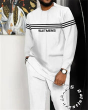 Load image into Gallery viewer, Men Tracskuit Set 2-piece Striped 3D Printed Casual Walking Suit Fashion Streetwear Long Sleeve T-Shirt Trousers Outfits

