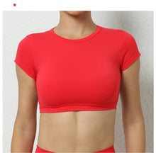 Load image into Gallery viewer, Sports Muscle Back Tee Without Padded Women Backless Sports Shirts Workout Gym Training Yoga T-Shirt Outdoor Open Back Tops
