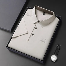 Load image into Gallery viewer, Men's Business Casual Short Sleeve Polo Shirt Solid Color with Badge Fashionable Breathable Comfortable Versatile Business Top
