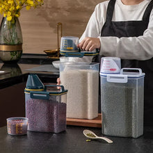 Load image into Gallery viewer, 1.5kg/2kg Dog Cat Food Pail Plastic Storage Tank with Measuring Cup Container Moisture-proof Sealed Jar Pet Supplies Accessories
