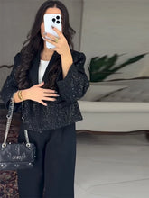 Load image into Gallery viewer, Elegant Cropped Sequin Blazer Jacket
