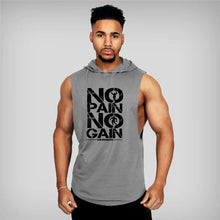 Load image into Gallery viewer, Men’s Fitness Workout Sportswear Tops Bodybuilding Hooded Tank Top Cotton Printed Sleeveless T-shirts Casual Hip Hop Undershirt
