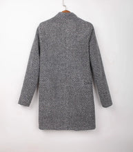 Load image into Gallery viewer, Women's Woolen Coat  Arrive European Female Spring European Leg Houndstooth Windbreaker Jacket Plus Size Long Winter Coat
