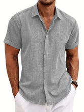 Load image into Gallery viewer, Mens Golf Shirts for Men Summer Beach Loose Shirt Button Down Short Sleeve Blouses Solid Print Casual Linen Shirts Streetwear
