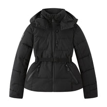 Load image into Gallery viewer, Women's Winter Hooded High Waist Padded Sport Parkas Coats with Belt Female Elegant Thick Warm Pockets Windproof Skiing Jackets
