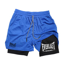 Load image into Gallery viewer, Men's compression gym shorts, EVERLAST printed sports pants, double layered, quick drying, basketball,  muscle, fitness RL0365
