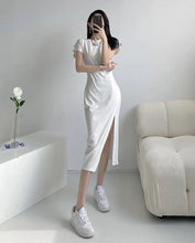 Load image into Gallery viewer, Chic Minimalist White Midi Dress
