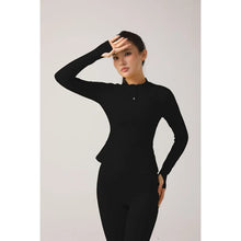 Load image into Gallery viewer, Women's Fitness Set Stand-Up Collar Long-Sleeve Yoga Top High-Waisted Leggings Running &amp; Fitness Set
