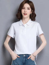 Load image into Gallery viewer, Minimal Button Polo Tee Women
