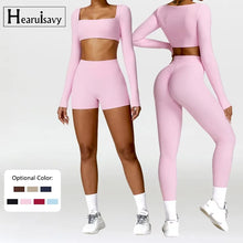 Load image into Gallery viewer, Summer 2PCS Yoga Suit Sports Set Women Quick-Dry Gym Set Women Tracksuit Running Workout Long Sleeve Sports Shirt Yoga Clothing

