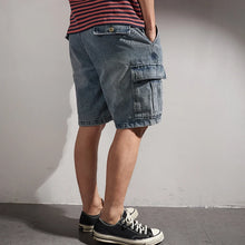 Load image into Gallery viewer, Retro Denim Utility Knee Shorts
