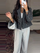 Load image into Gallery viewer, Elegant Cropped Sequin Blazer Jacket
