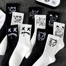 Load image into Gallery viewer, 10 pairs of men's sports socks, casual, breathable, and versatile. Ghost face graffiti personalized socks
