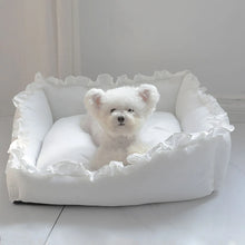 Load image into Gallery viewer, Pet Dog Lace Bed Cat Bed Cute Puppy Square Sleeping Cushion Bed Cat Sofa Warming Dog Nest with Pillow Washable Pet Bed S~L
