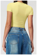 Load image into Gallery viewer, Yoga Shirts Women Sexy Exposing The Navel Short Sleeve Workout Crop Top Gym Top Fitness Running Workout Sport T-shirts Yoga Wear
