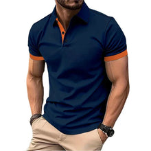 Load image into Gallery viewer, Men's Polo Shirt Short Sleeve Casual Slim Fit Color Blocking T-shirts England Style Streetwear Polos for Men's Fashion
