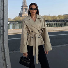 Load image into Gallery viewer, Women's Jacket 2026 New Spring Fashion Khkai Belted Short Jacket for Women Autumn Ladies Jacket Casaul Chic Women Outerwear
