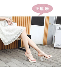 Load image into Gallery viewer, Women's High Heels, 2024 Summer New Waterproof Table with A Line Not Tired Feet Thick Crystal Slippers, Women's Shoes
