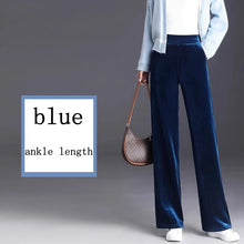 Load image into Gallery viewer, Women's pants with many reviews flared pants ice silk pants wide leg pants, high waisted blue loose straight leg pants 6XL
