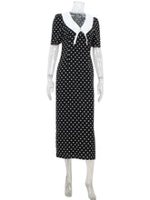 Load image into Gallery viewer, Dot Printed Dresses For Women Fashion Sexy Streetwear Short Sleeves Sheath Turn Down Collar V-Neck Long Vestidos Robes Female
